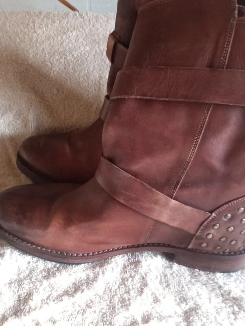 VINTAGE FOUNDRY Sherry Burnished Brown Leather Ankle Boots 6 1/2 6.5 M Shoes